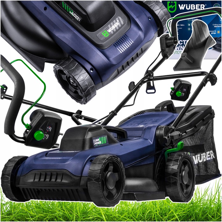 Електрическа косачка Wuber, 1800W, 40L, функция за мулчиране, 360mm