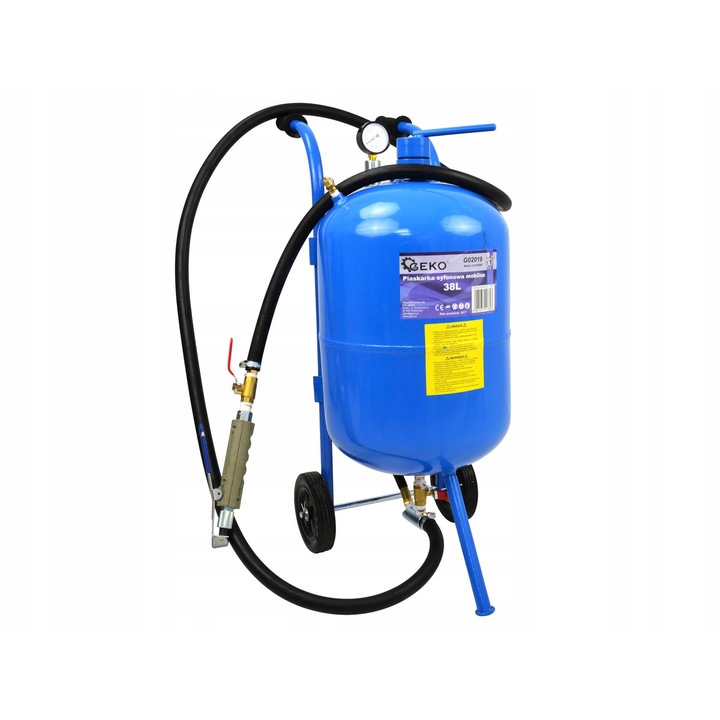 Homokszóró szifon 38L, Geko, 300-700l/perc, 4,3-7,5 bar, komplett készlet