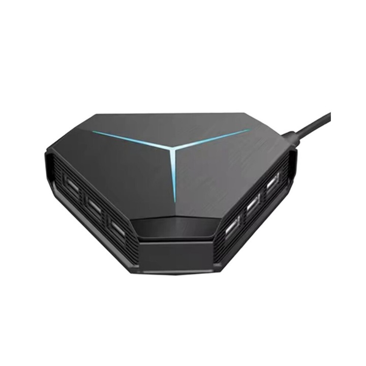 USB 3.0 elosztó, USB elosztó, USB 2.0/3.0 kártyaolvasó, fekete, műanyag
