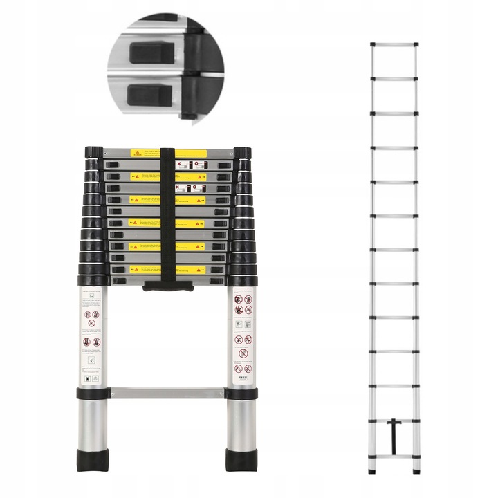 Scara de lucru Geko, aluminiu, 13 trepte, 150 kg, 380x86cm