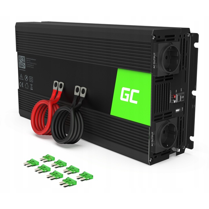 Green Cell autós inverter 24V 230V 1500W 3000W fehér
