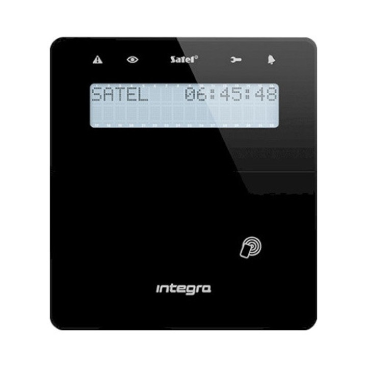 Satel INT-KWRL2-B vezeték nélküli LCD kezelő, kártyaolvasó, rádiós kommunikáció, fekete