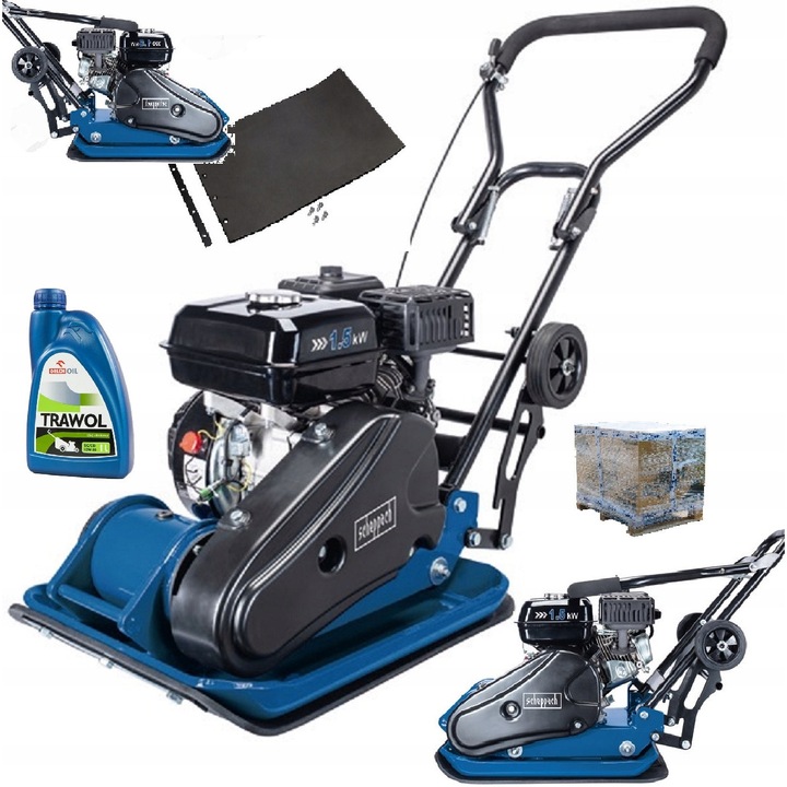 Scheppach lapvibrátor, 2 LE, 79 cm3, 25 cm mélység, 1100x400x500 mm, 48 kg
