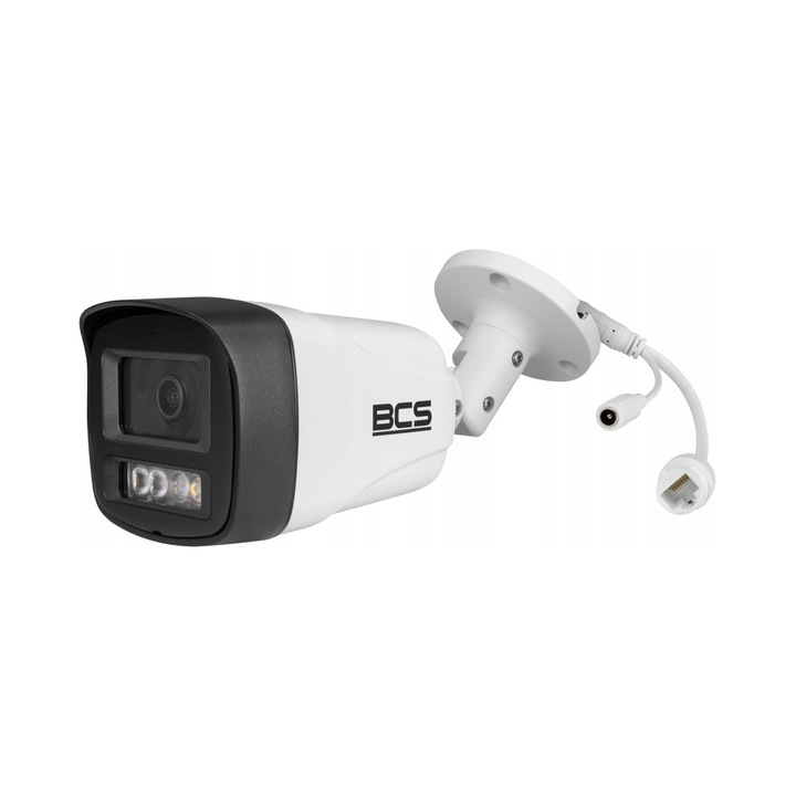 Камера IP BCS BCS-L-TIP14FSR3L3, 4 Mpx, обектив 2.8 mm F1.6, nightcolor с IR осветител и бяла светлина 30 m, WDR 120 dB, PoE/12V DC, IP67, вграден микрофон, бял, 1 бр