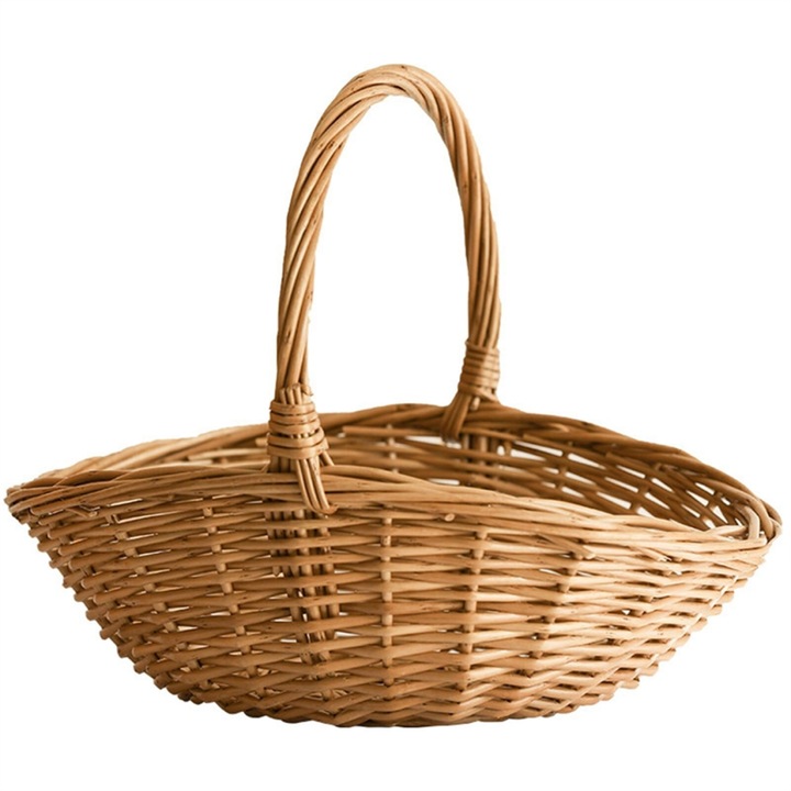 Cos de picnic din ratan, mare, culoare lemn, 27x24x24cm