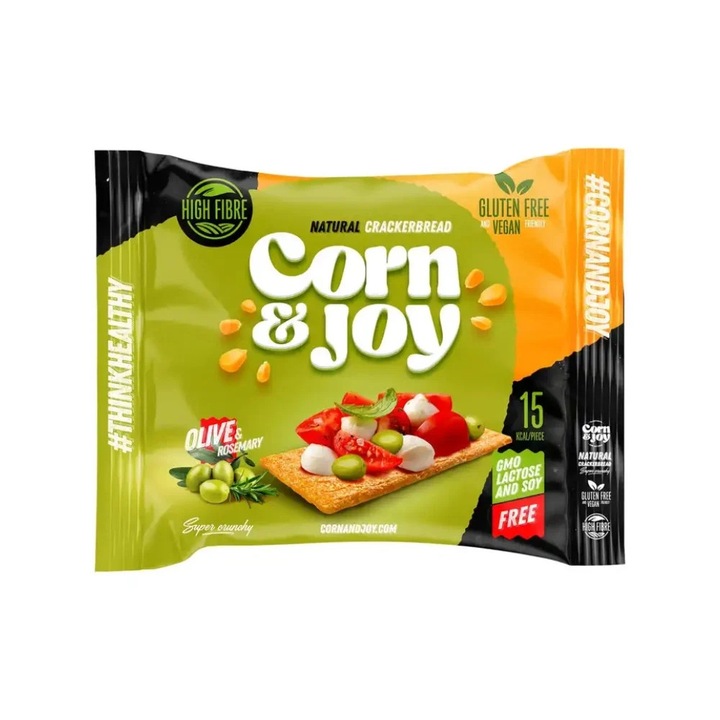 Felii de paine din Porumb extrudat cu Rozmarin si Ulei de Masline (fara zahar, fara gluten, vegan) 80g - Corn&Joy