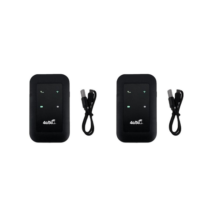 2 db vezeték nélküli 4G MiFi router készlet, fekete, 98x59x14.8mm