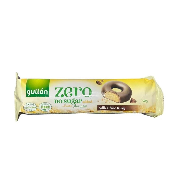 Biscuiti inele glazurati cu ciocolata cu lapte (fara zahar, vegetarian) 128g Gullon