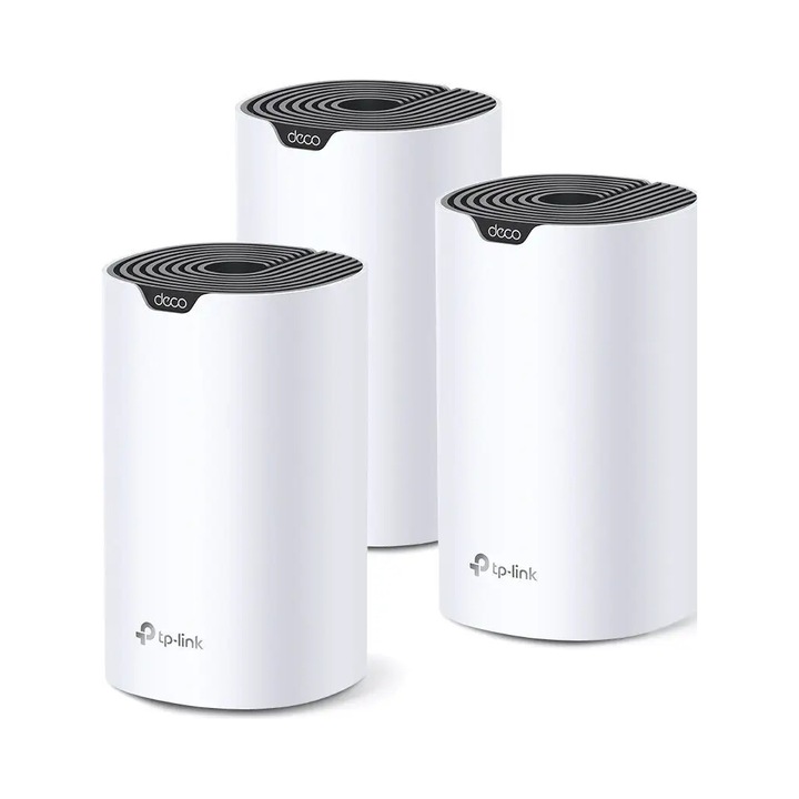 TP-Link Deco S7 vezeték nélküli router, 3 darabos készlet, kétsávos, fehér, 90,7x90,7x162,3mm