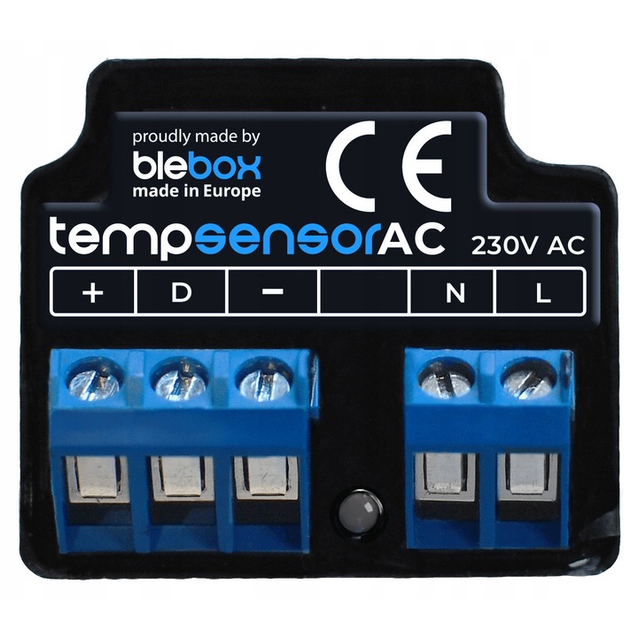Blebox tempSensorAC WiFi 230V hőmérséklet érzékelő, 4 szonda, IP54, 37x32x34mm