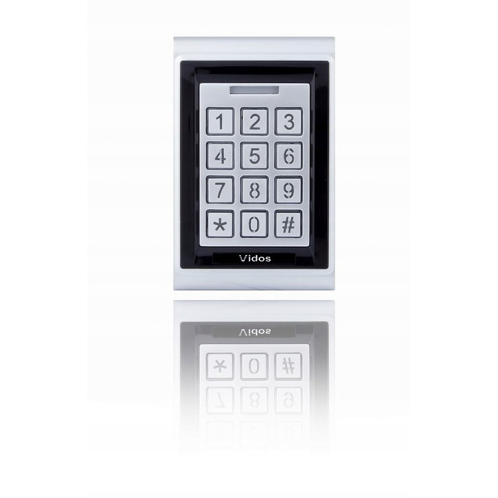 Vidos ZS50 kódpanel, UNIQUE 125kHz RFID olvasóval, 1010 kód és kártya kapacitással, ezüst/fekete, 155x44x12mm