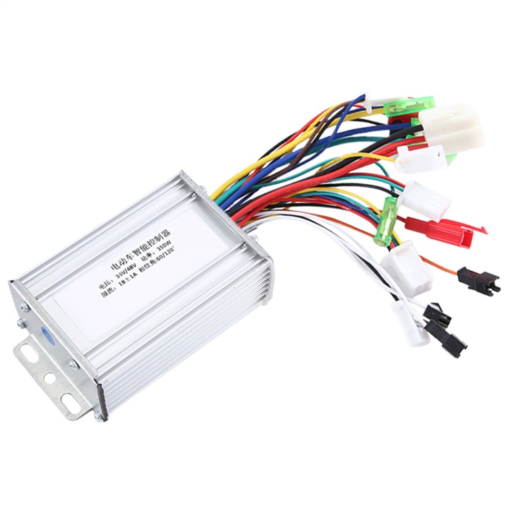 Controler electric pentru bicicleta, 36V/48V, 350W, 6 tuburi, argintiu, 6,8x3,6x10,5cm