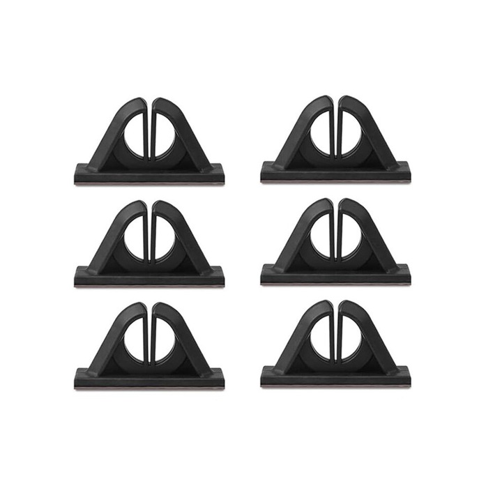 Set de 6 suporti pentru canne de pescuit, fara perforare, silicon, negru