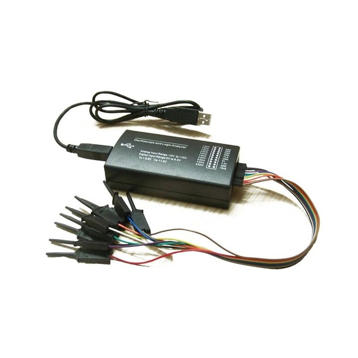 Osciloscop virtual LHT00SU1, generator de semnal multifunctional, 16 MHz, negru, set complet
