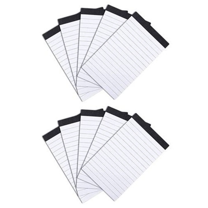 Set de 10 mini carnete A7 cu 30 foi, albe, 3x5 inch