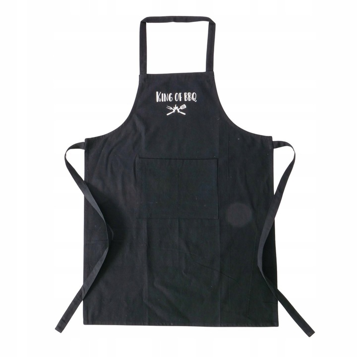 Черна кухненска престилка, Boltze, 84x60см, с джобове, дизайн King of BBQ