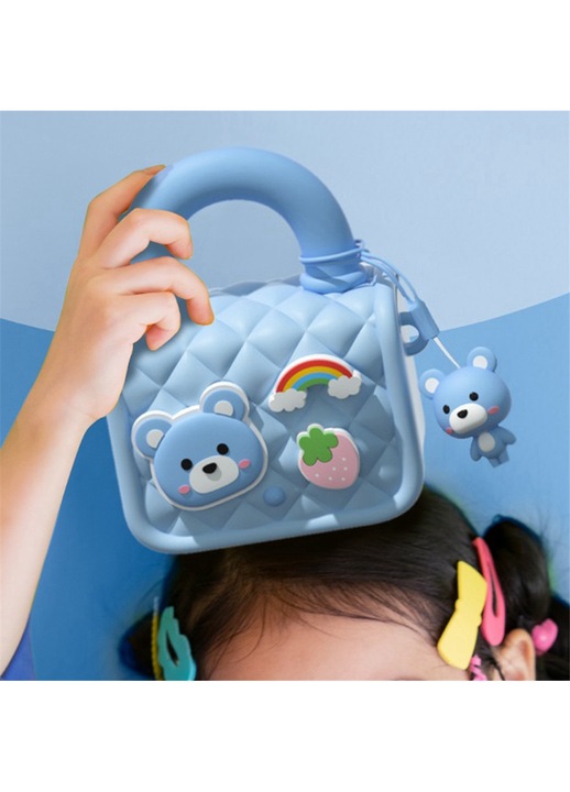 Többfunkciós fotótáska gyerekeknek, kék, EVA anyag, állítható vállpánttal