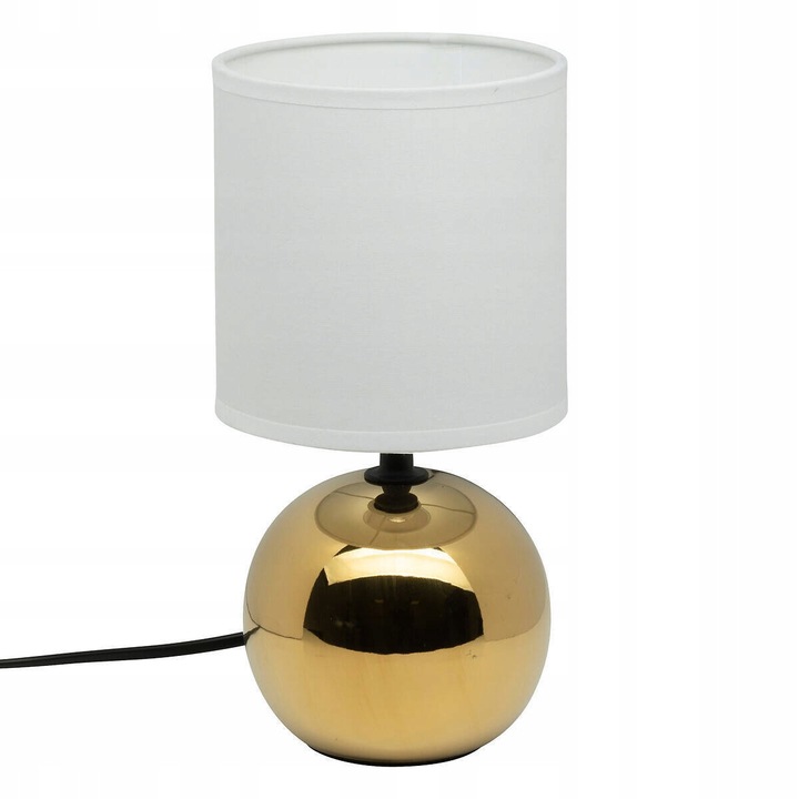 Lampa de masa Atmosphera, aurie, abajur alb, 13x13x24,7cm