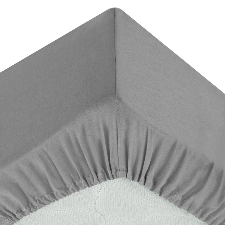 Cearceaf de pat cu elastic, Atmosphera, 160x200 cm, bumbac, gri