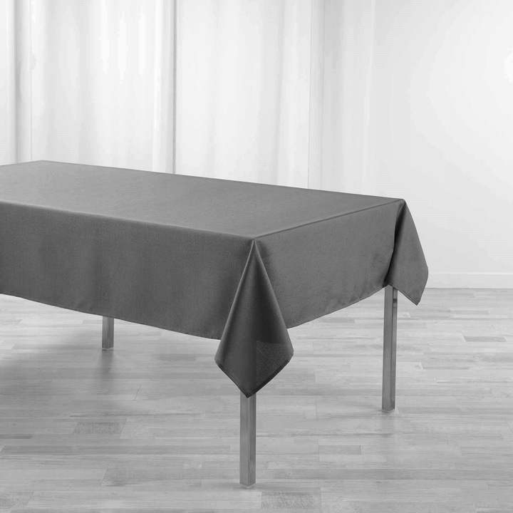 Szürke téglalap alakú asztalterítő 140x250cm, poliészter anyag, foltálló, Douceur d'interieur