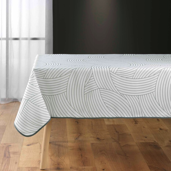 Téglalap alakú asztalterítő, Douceur d'interieur, 150x200cm, poliészter, fehér mintával