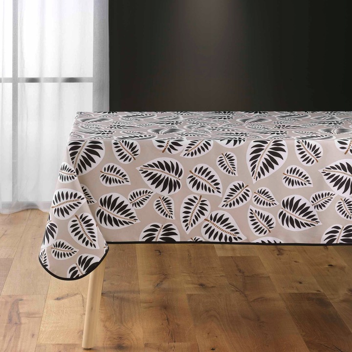 Téglalap alakú abrosz, 150x240cm, poliészter, barna levelek, szett
