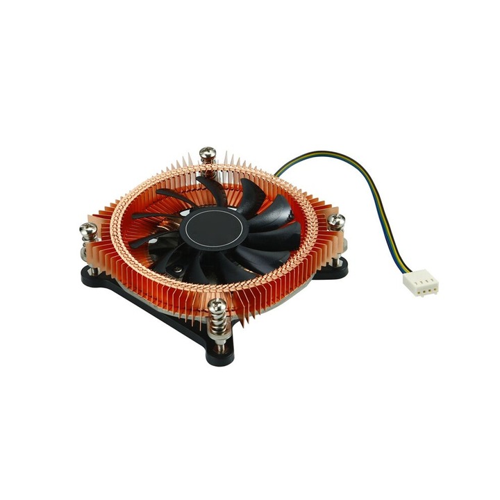 CPU Hűtő Ultra-Vékony, Csendes Ventilátor, Fekete és Arany, 90x90x19mm, Szett