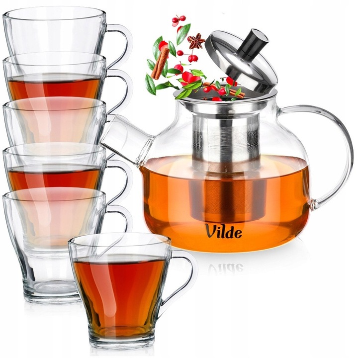 Ceainic Vilde cu sita 850 ml, set cu 2 sticle