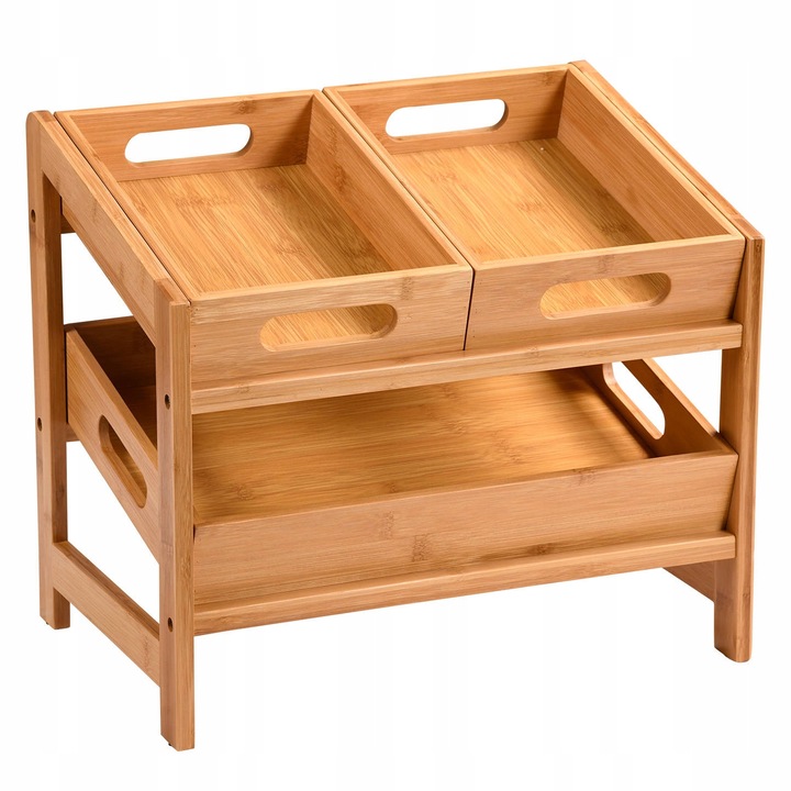 Kesper bambusz konyhai polc 3 kivehető tálcával, 39,5x26x35,5cm, barna színű