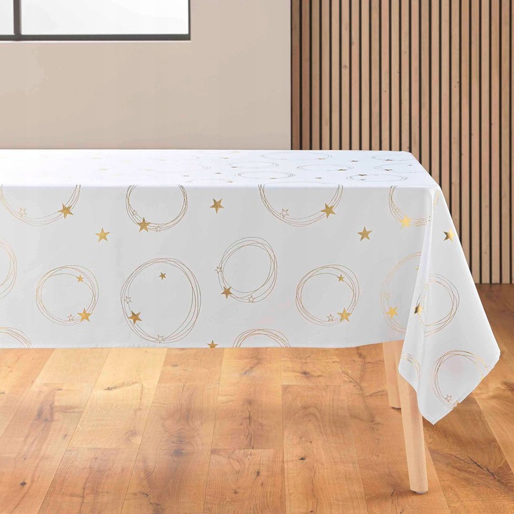 Fehér téglalap alakú terítő 150x300cm arany mintával, Douceur d'interieur