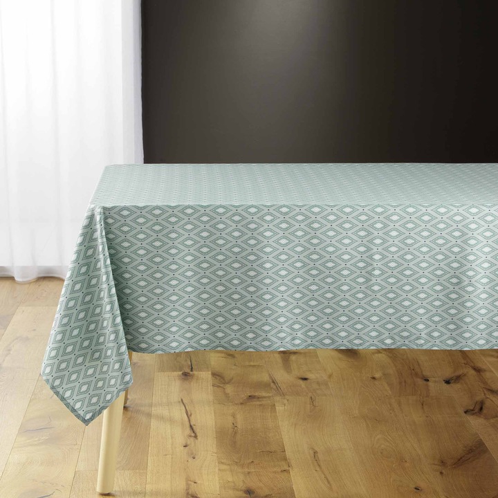 Téglalap alakú asztalterítő, 140x240cm, poliészter, sárga és zöld, szett