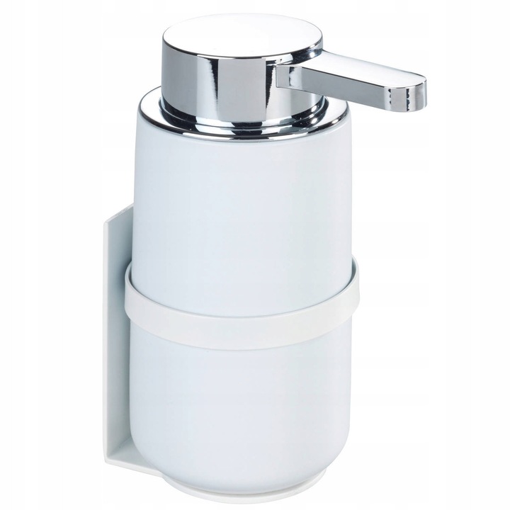 Dispenser de sapun lichid pe perete, Wenko, ceramica alba, 250ml, 6.8x6.8x13cm