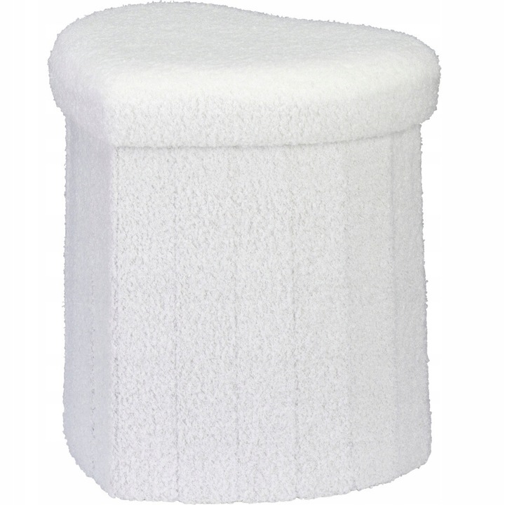 Табуретка Home Styling Collection, пуф, бяла тапицерия, 34x28x35см