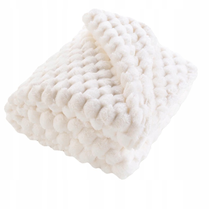 Cuvertura pufosa, Douceur d'interieur, model Frosty, alb, 125x150cm