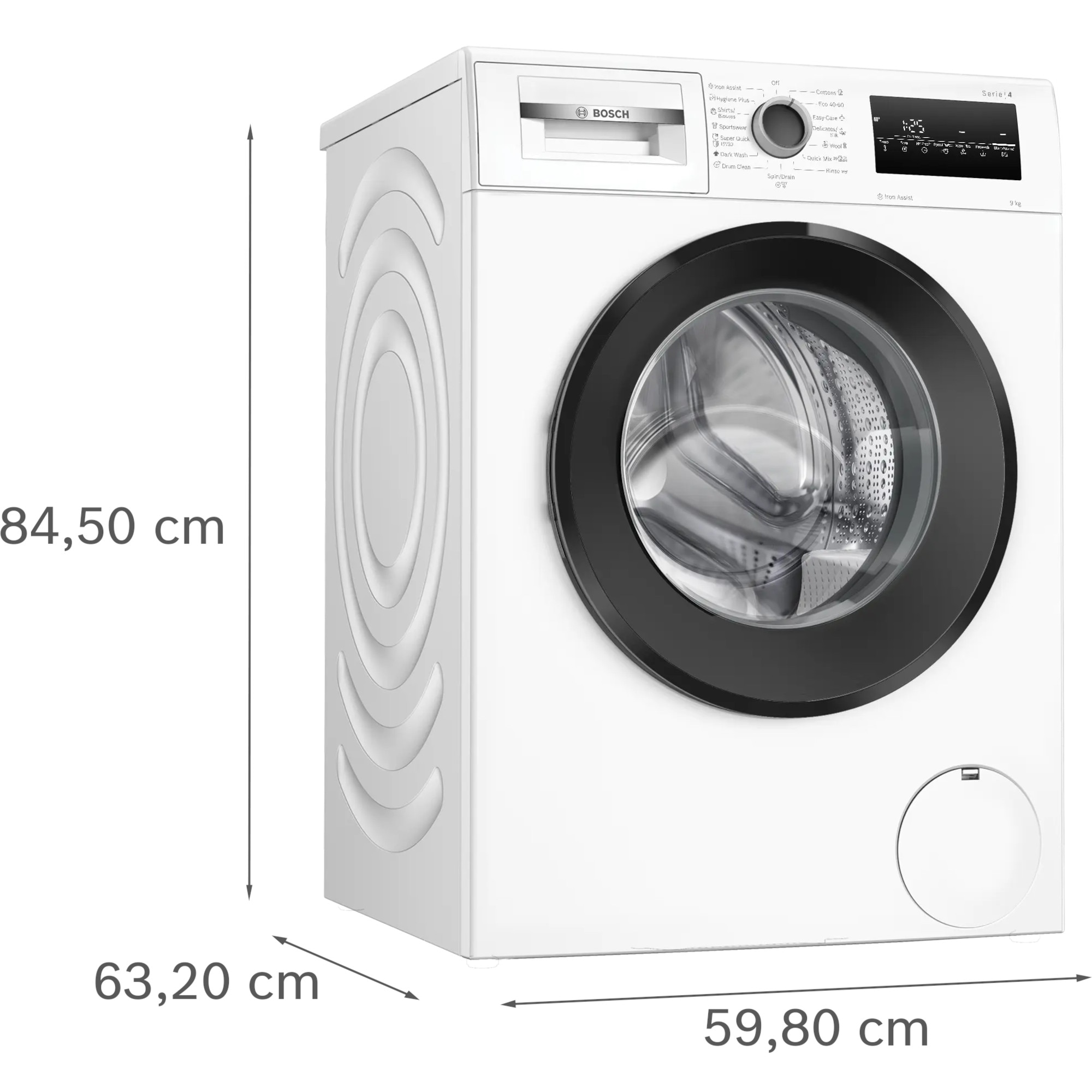 Masina de spalat vase Bosch Seria 4 WAN2826BBY, 9 kg, 1400 RPM, Clasa A, Iron Assist, Siguranta copii, Alb