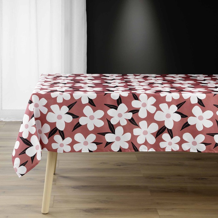 Téglalap alakú terítő virágmintával, 140x240cm, zöld, 100% poliészter