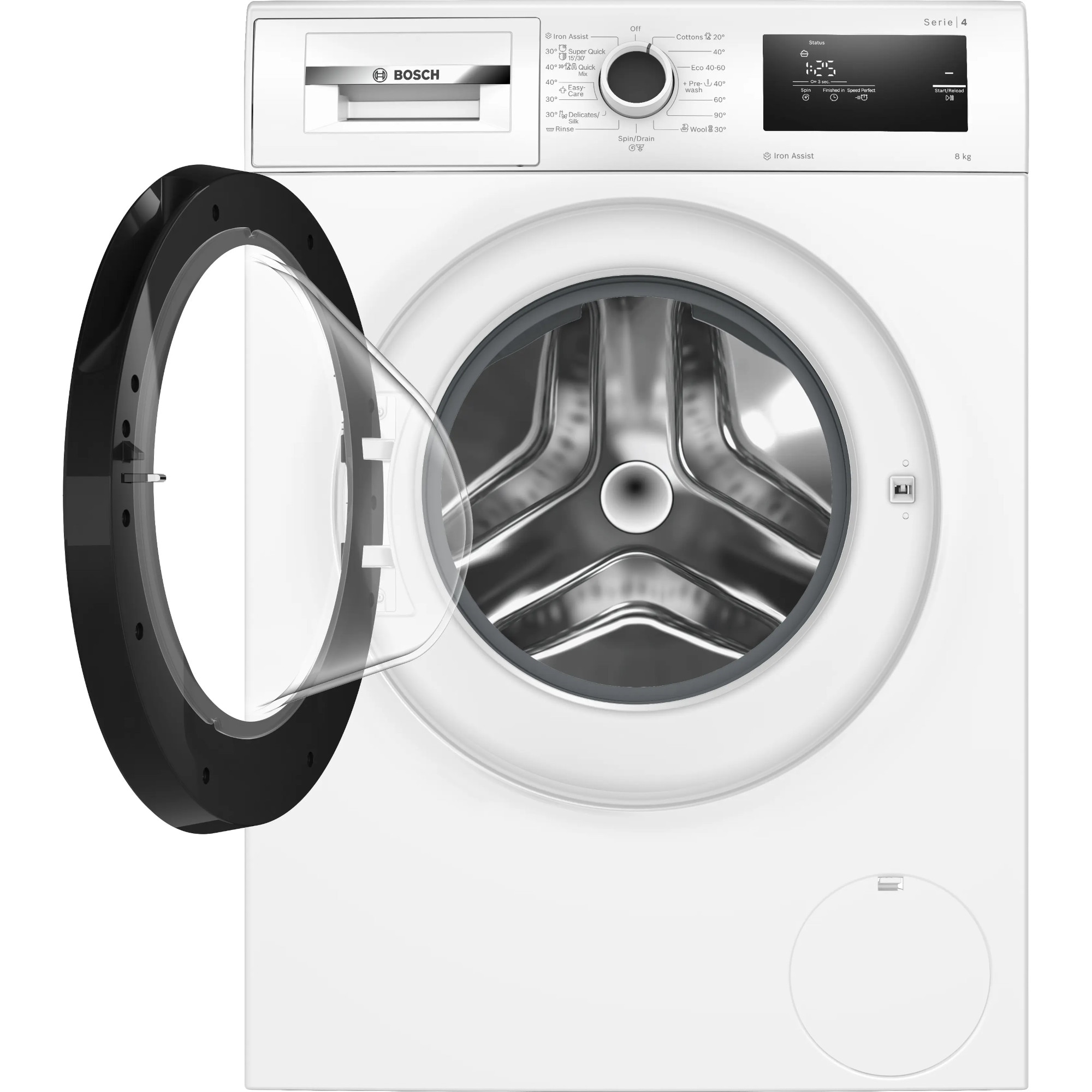 Masina de spalat rufe Bosch Seria 4 WAN2406NBY, 8 kg, 1200 RPM, Clasa A, Siguranta copii, Semnal sonor, Aqua Protection