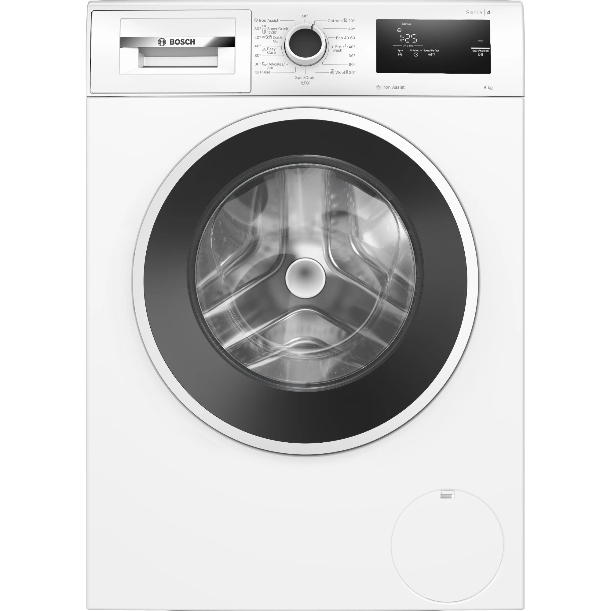 Masina de spalat rufe Bosch Seria 4 WAN2406NBY, 8 kg, 1200 RPM, Clasa A, Siguranta copii, Semnal sonor, Aqua Protection