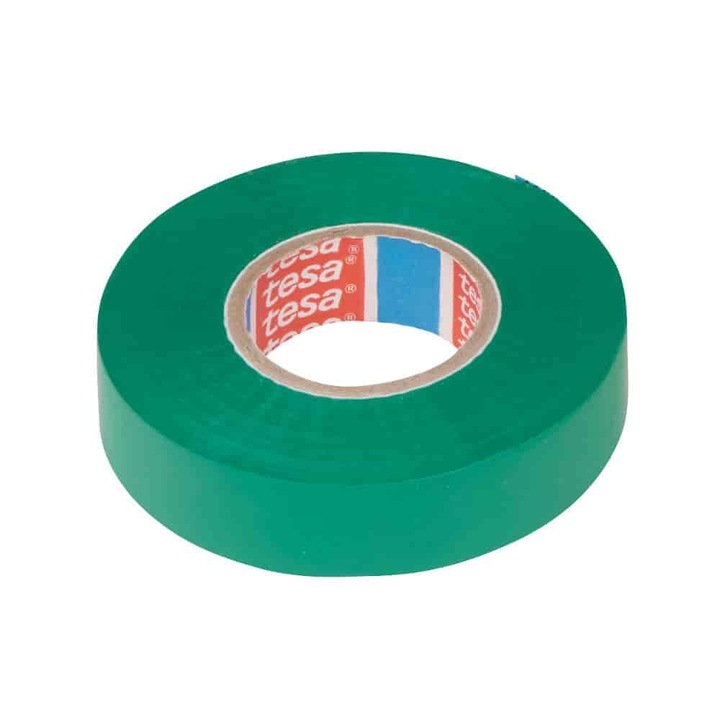 Zöld PVC szigetelőszalag, 19 mm x 33 m, villanyszerelőknek