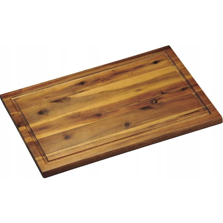 Tocator de bucatarie Kesper din lemn de acacia 40x26x1,5cm, cu caneluri pentru suc