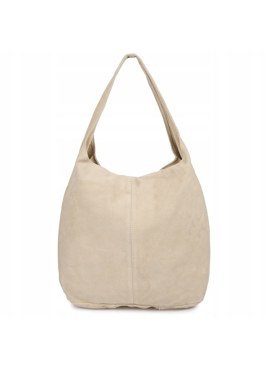 Geanta de dama, Vera Pelle, tip sac, din piele naturala, ecru, mare, pentru A4