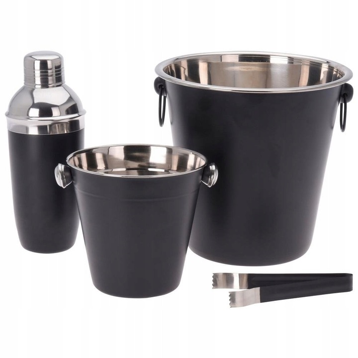 Комплект за бар, Excellent Houseware, 4 части, черно-сребрист, 21,5x21x14см