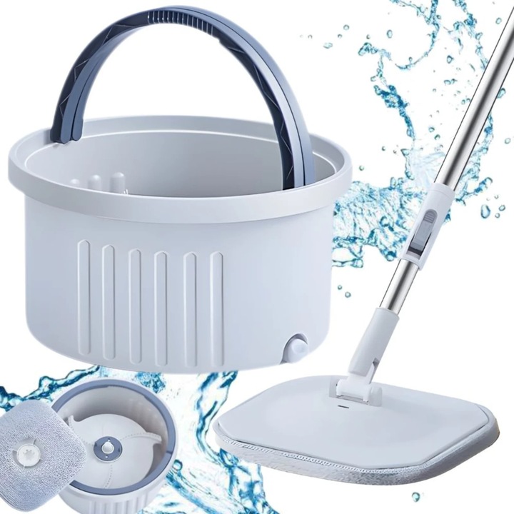 VarioShop® lapos felmosó forgóvödörrel, centrifugáló rendszerrel, 120–140 cm teleszkópos nyéllel és szuper nedvszívó mikroszálas huzattal, a padlók gyors tisztításához