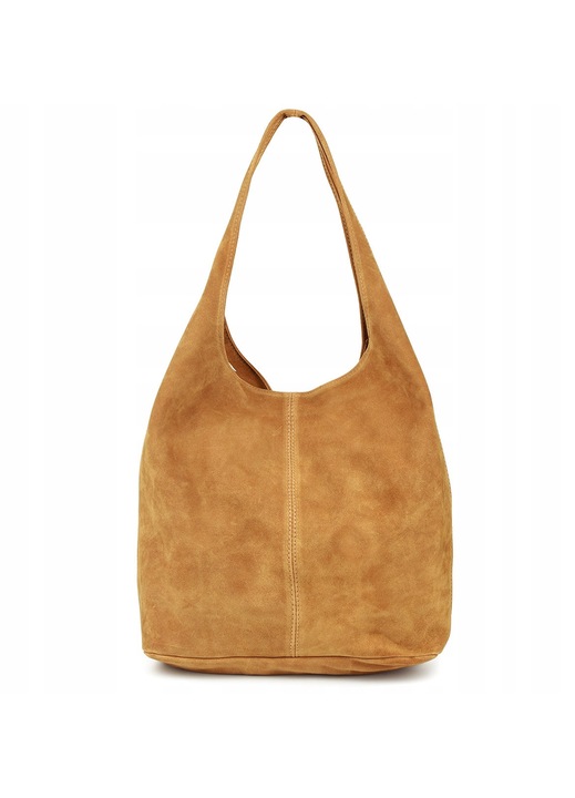 Geanta de dama, Vera Pelle, tip sac, din piele naturala, camel, 32x43x15cm