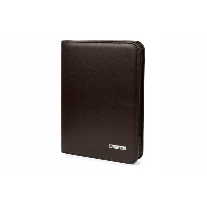 Servieta de birou barbati, Beltimore, din piele ecologica, organizare excelenta, neagra, 25x34x4,5cm
