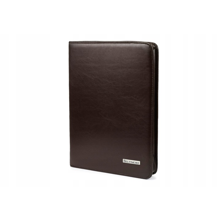 Biwuar barbati Beltimore, din piele ecologica, organizare excelenta, negru, 26x37x4,5cm
