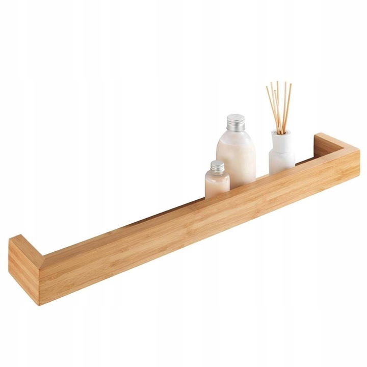 BAMBUSA bambusz fürdőszobai polc 60x9x5 cm, minimalista design, vízálló, barna színű