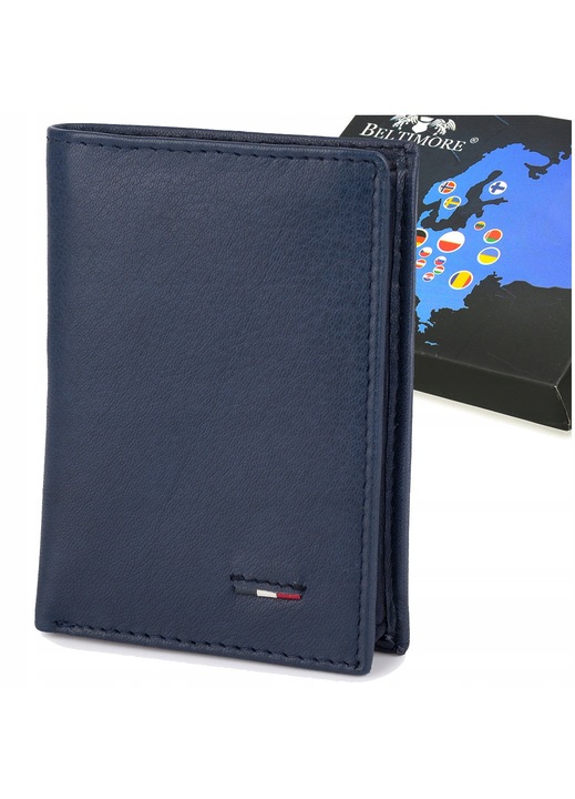 Portofel barbati din piele naturala, model D48, compact, vertical, granat, 11x8x3cm, cu protectie RFID, set cu cutie eleganta