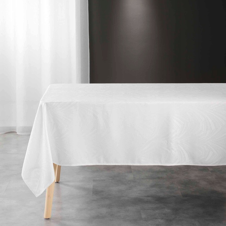 Fehér téglalap alakú jacquard terítő 140x240cm, Douceur d'interieur, elegáns design, foltálló