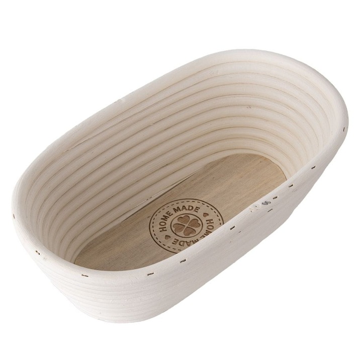 Cos/banneton pentru dospirea painii Orion, rattan natural, forma ovala 32 cm, ideal pentru paine 1,5 kg, bej